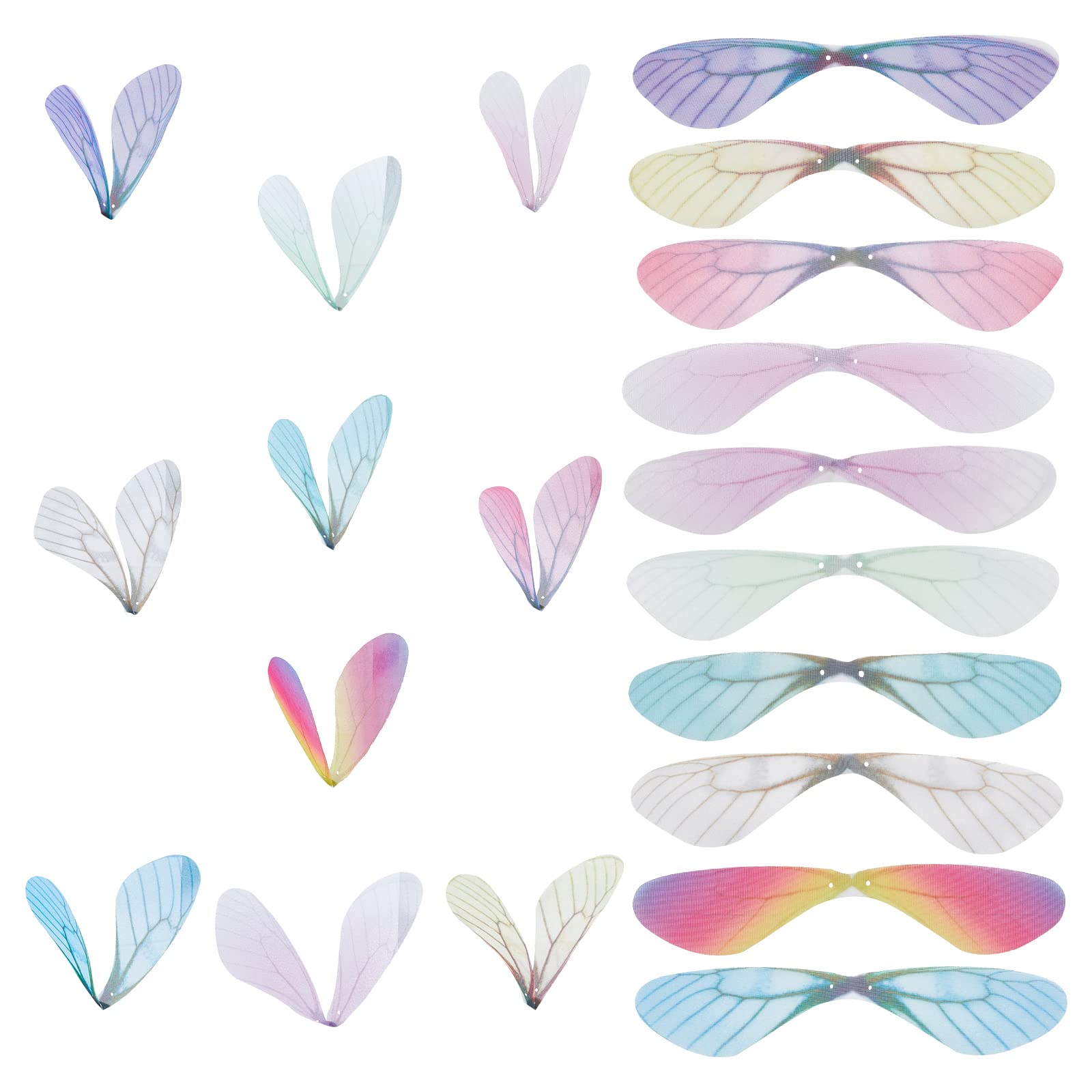 SUNNYCLUE 1 Box 100Pcs 10 Colors Dragonfly Wings Charms Butterfly Wings Pendant Fabric Decoration for Women DIY Earring Jewellery Making Indoor Home Party Decor Crafts, Mixed Color