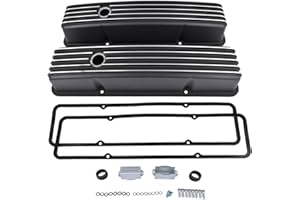 TEKKOAUTO Aluminum Tall Valve Covers Replacement for Chevy SBC Small Block 283 302 305 327 350 400 1958-1986 Black
