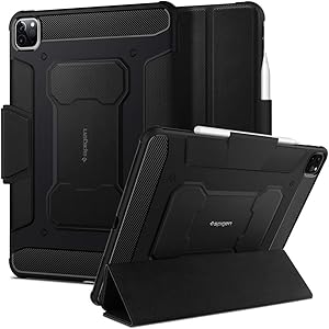 Spigen Rugged Armor Pro Designed for iPad Pro 11 Case 2020 & 2018 with Pencil Holder - Black