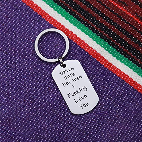 Runalp Drive Safe Because I Fuking Love You, Stainless Steel Keyring, Style 3