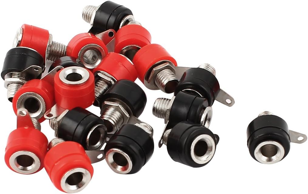 sourcing map 20Pcs Speaker Amplifier 6mm Thread 4mm Banana Connector Socket Binding Post Adapter, Black,Silver