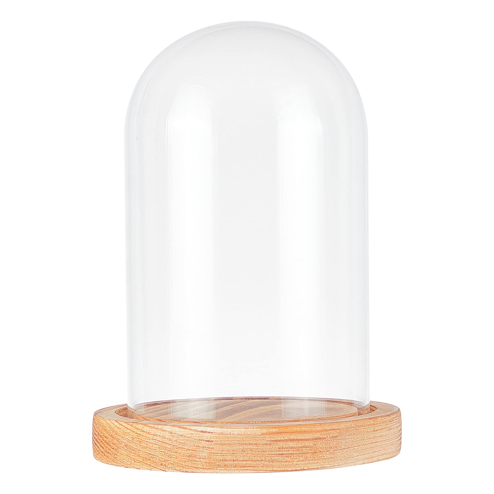 NBEADS Eternal Flower Glass Display Dome Cloche, Glass Display with Wood Pedestal Half Round Clear Glass Jewelry Display Case for Items Display Home Decoration