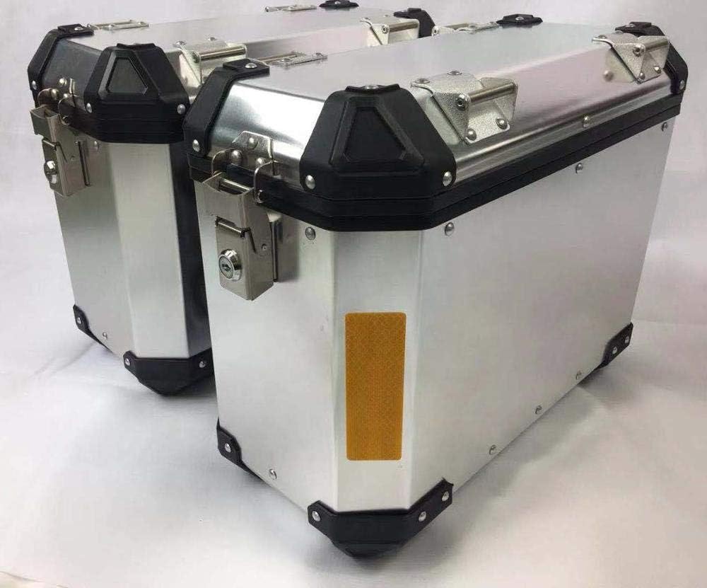 Aluminum Motorcycle Saddlebags, Weather Proof Motorcycle Panniers for BMW, KTM, YAMAHA, SUZUKI, Triumph, and most of ADV Bikes, 36L Same Size Left and Right Pannier, Aluminum Silver