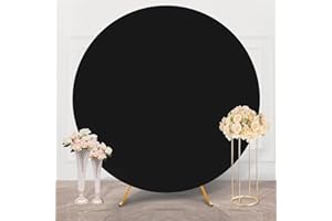 Friiko Round Arch Cover 7.2FT Wedding Circle Arch Stand Backdrop Covers, Spandex Chiara Circular Background Cover for Wedding Birthday Party Baby Shower Ceremony Banquet Decoration, Black