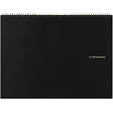 Maruman Mnemosyne Spiral Notebook, Horizontal A3, 11.69"x16.54", 5mm Grid | Professional Black Cover, 140 Graph Pages, Twin-Wire Bound To Lay Flat, Perforated Paper, For School &amp; Office, Made in Japan