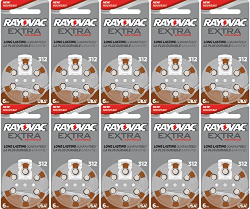Rayovac Extra Advanced, size 312 Hearing Aid Battery (pack 60 pcs)