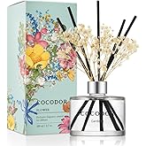 COCODOR Flower Reed Diffuser Set / 6.7oz / Gardenia/Scent Diffuser with Sticks Home Fragrance Reed Diffuser for Bathroom Shelf Decor for Women