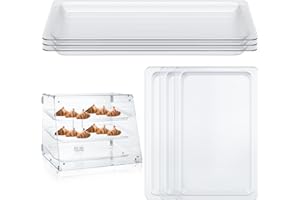 Kritkin 3 Pack Clear Acrylic Bakery Display Case Tray 20.7 x 12.6 x 1.1" Acrylic Tray Bakery Display Case Countertop Replacement for 2/3/4 Tier Pastry Baked Goods Bread Bagel Retail Commercial Home