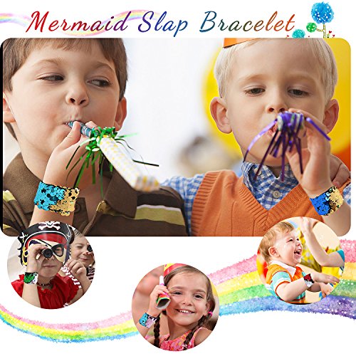 image for Hicdaw Bracelet for Mermaid Sequin Slap, 24 Pcs Flip Bracelet for Merm