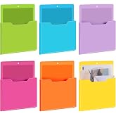 Fuutreo Magnetic Wall File Holder,6pcs,Bright Color,Vertical-large | Magnetic Organizer Folder for Refrigerator Office, Paper Holder for Mail Letters Magazines, Wall Mount File Pocket