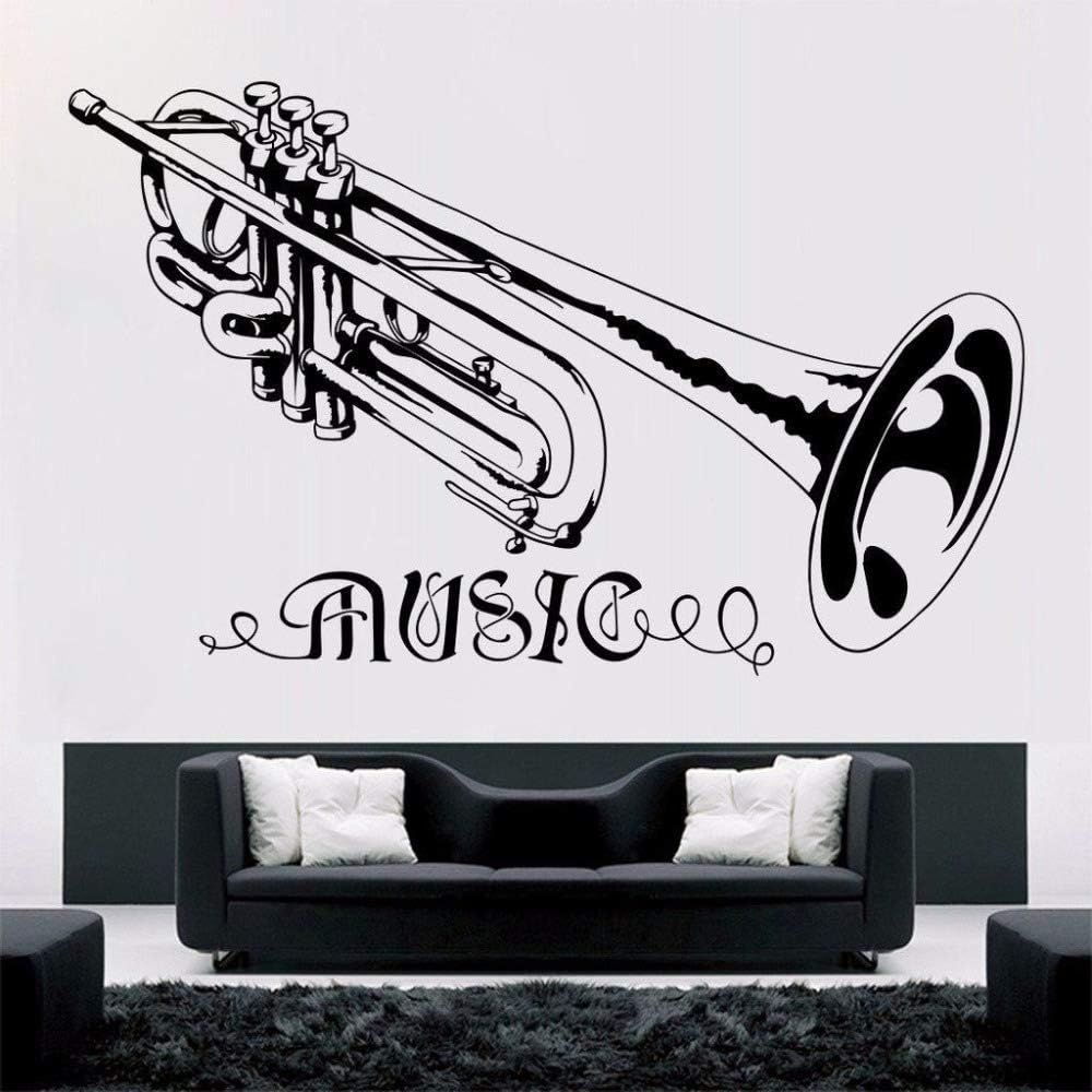 Crjzty Trumpet Music Wall Sticker Removable Music Style Wall Decal Concert Decoration Design Poster Vinyl Trumpt Art Mural Decor 57x36cm
