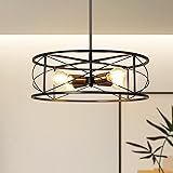 DLLT Black Round Pendant Lighting, 18" Industrial