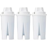Amazon Basics Enhanced Water Filter, Brita Filter Replacement, 3-Pack | Brita water pitcher filters improve tap water taste; contaminant reduction, WQA &amp; NSF certified, BPA-Free