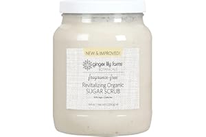 Ginger Lily Farms Botanicals Revitalizing Organic Sugar Scrub, All-Natural Skin Exfoliating Sugar Crystals, 100% Vegan & Cruelty-Free, Fragrance-Free, 64 oz.