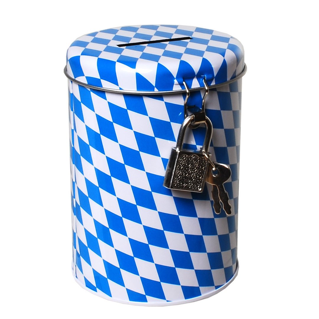 1 Bavarian Oktoberfest Decorative Metal Money Box with Lock and Key