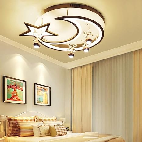 Led Ceiling Light Creative Star Half Moon Living Room Lamp
