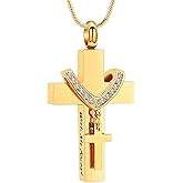 MFRZBVO Cross Cremation Jewelry Urn Necklace for Human Ashes for Women Men With Me Always Memorial Ashes Keepsake Pendant