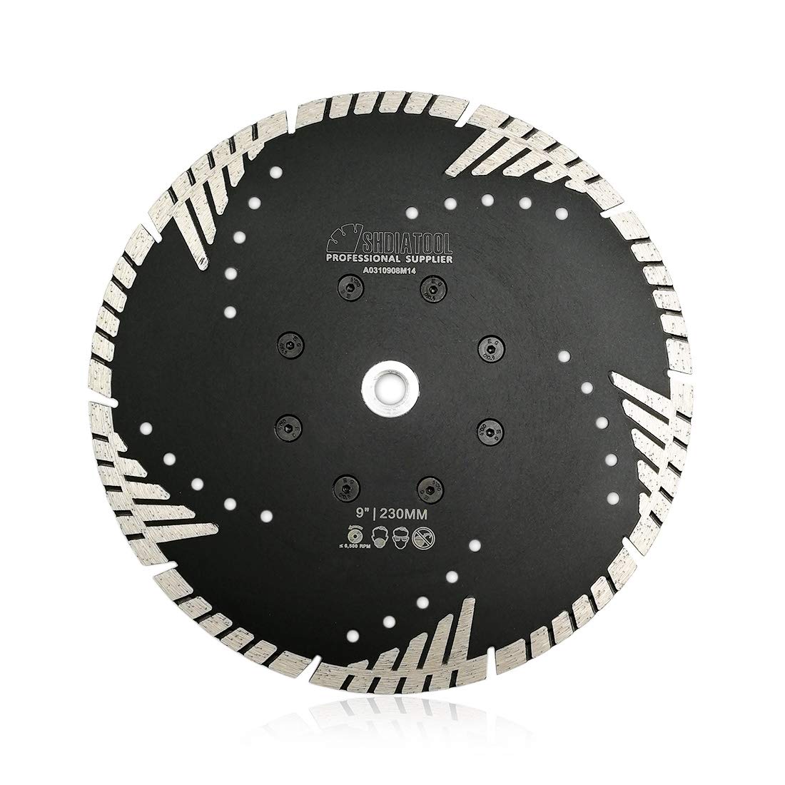 SHDIATOOL Diamond Cutting Blade 230mm / 9 Inch with Turbo Slant Protection Teeth for Concrete Tile Granite Marble Masonry Brick