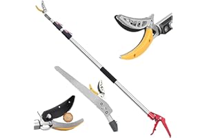 XIXI HOME xixi-home 4.6-9.8 Ft Cut and Hold Pruners Long Reach Pole Saw Pruning Shears and Hold Bypass Pruner Extendable Tree Trimmer with Dedicated Serrations Telescoping Fruit Picker