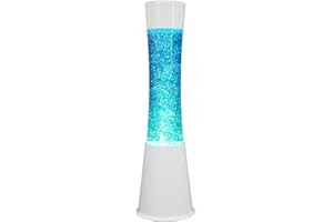 ZHRISEZLAVA 16IN Blue Glitter Lamp with White Base, Small Glitter Flow in Liquid Relaxing Motion Light, Home Decor Calming and Entertaining Lamp, Amazing Gifts for Adults & Kids (Glitter in Blue Water)