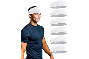 KNINMDOR 6 Pack Sport Headbands for Men & Women, Sweat Wicking Workout Sweatband, Bright Hairband for Running, Cycling, Football, Yoga