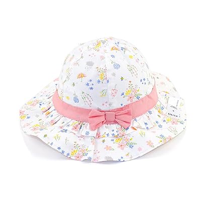 Sonnenhut Baby Mädchen, Kleinkind Fisherhut Mädchen Sommermütze mit Kinnriemen, UV-Schutz/Größe von 44 bis 52CM