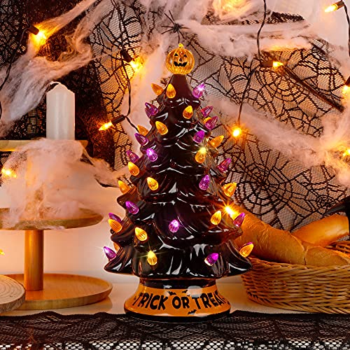 Blissun 12" Halloween Decorations Ceramic Tree, HandPainted Black