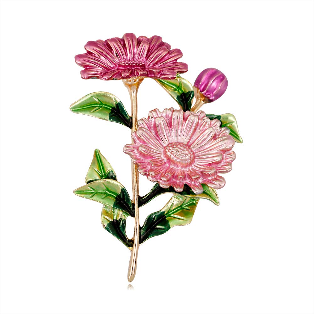 COLLECT COLLECT Women's Brooch, Alloy Brooch, Flower Brooch for Women Girls, Colourful Brooches Pink Chrysanthemum