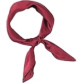 Psiriol Square Silk Like Head Scarf, Women Satin Scarf, Square Solid Hair Bandana Headband, Vintage Head Scarves, Satin Neck Scarves, Claret