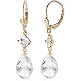 Galaxy Gold GG 14K Yellow Gold Dangle Earrings with White Topaz