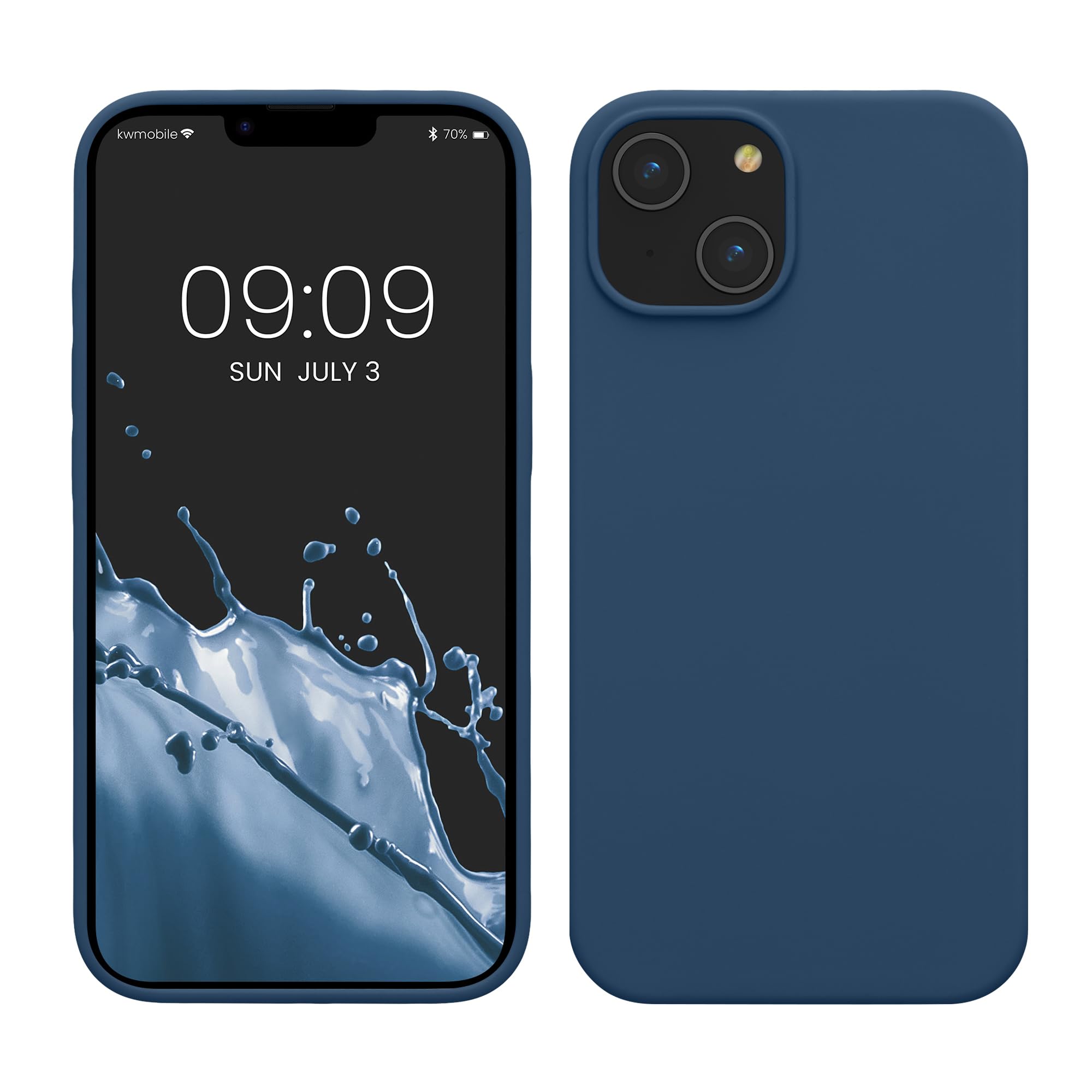 kwmobile Case for iPhone 14 Case - Slim Soft TPU Silicone Cover - Works with Wireless Charging - Dark Blue โ image 1
