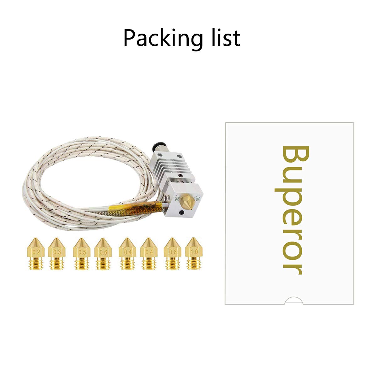 Buperor Hotend 3D Printer Extruder for Creality CR-10 / CR10 / CR10S / Ender 2 / Ender 3 Ender 5 Printers All Metal Block Assembled