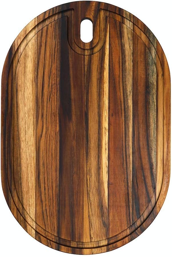 Eesome Extra Large Teak Wood Chopping Board/Cutting Board with Hanging Holes. (L:15 inches B:10 inches H:1 inches) (Brown) (Rounded Head)