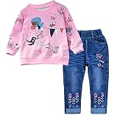 Peacolate 18M-7T Toddler Big Girls Pants Clothing Set 2pcs Cotton top and Jeans