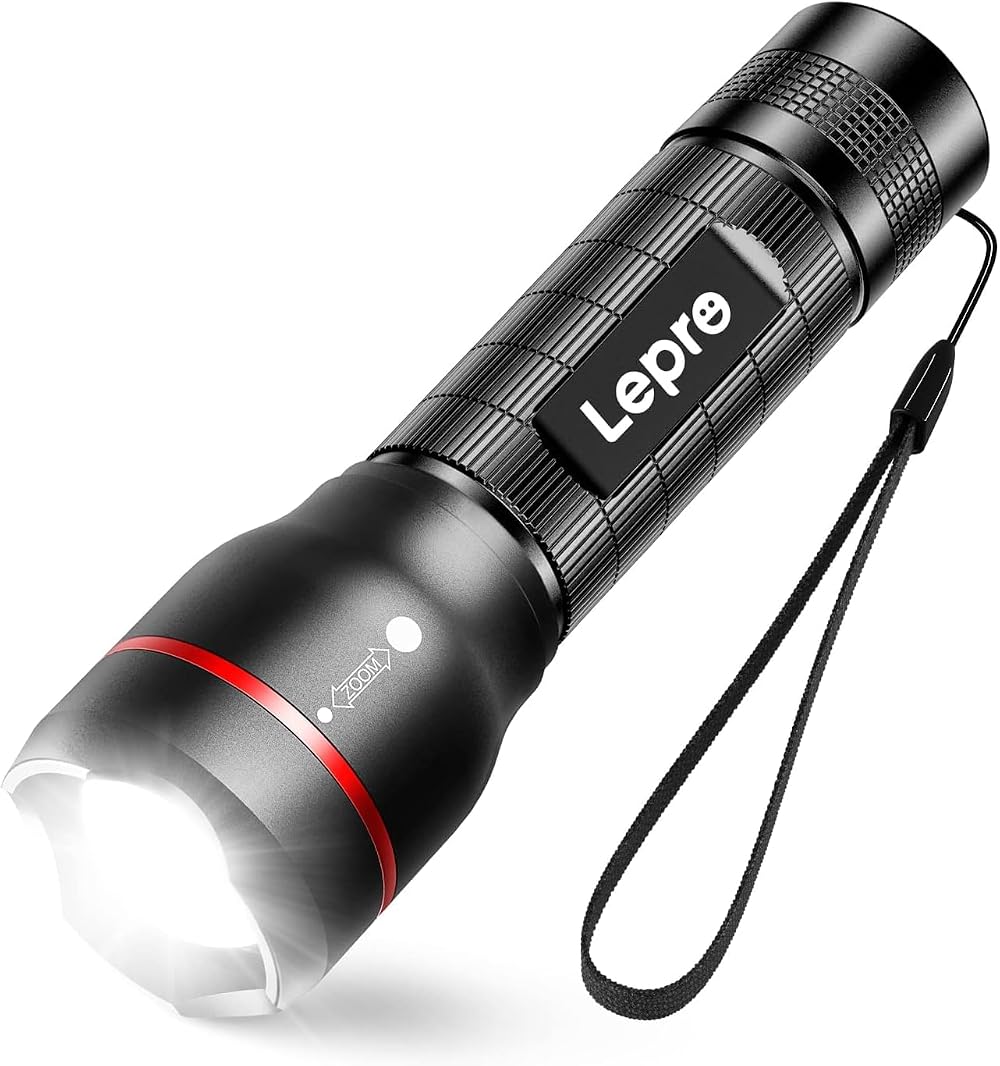 Lepro LED Torch Super Bright 5 Modes Zoomable Water Resistant 18650 AAA