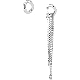 AllSaints womens Link Chain Fringe Asymmetrical Earrings