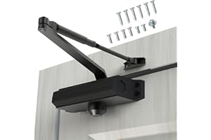 GEKRONE Automatic Door Closer Heavy Duty Fire Prevention Spring Hydraulic Aluminum Alloy Surface Mounted Residential Commerical Grade Door Closer Adjustable Speed Door Weights 187-231 Lbs Size3-Black