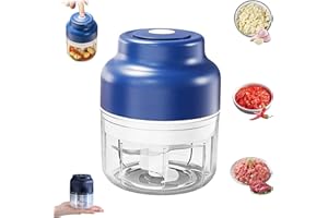 6-Blade Electric Garlic Chopper Mini, USB Rechargeable Portable Food Processor for Garlic Onion Chili Ginger Nuts, Waterproof