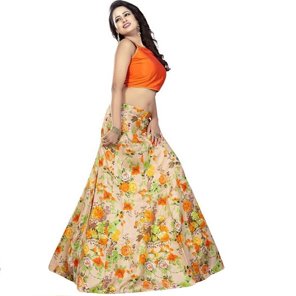 nena fashion girl's party wear semi-stitched lehengha choli(free_size_yellow)