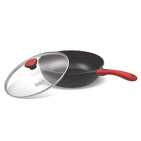 Treo by Milton Non-Stick Fry Pan with Glass Lid, 280 ml, Multicolour