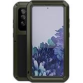LOVE MEI Rugged Military Case for Galaxy S20 FE 5G - Heavy Duty, Shockproof, Dustproof, Scratch Proof, Metal & Silicone with Tempered Glass Protector