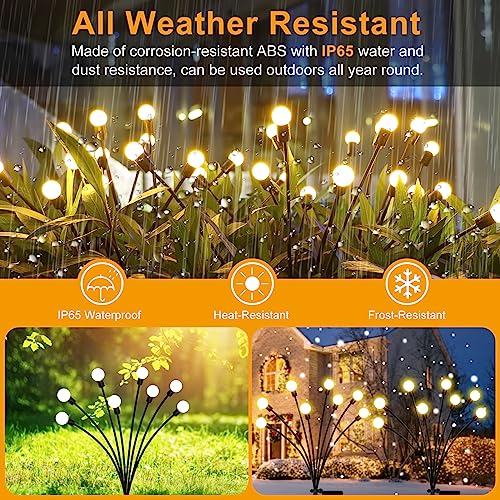 RICEEL 4 Pack Firefly Lights Solar Outdoor, Solar Garden Lights Upgraded 32 LED Solar Powered Firefly Lights Landscape Lights Sway by Wind Solar Lights Outdoor Waterproof for Pathway Yard Decor