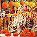 Supla 23 Pack Fall Decorations Hanging Honeycomb Paper Tissue Pumpkins Hanging Pumpkin Paper Lanterns Fall Hanging Swirl Maple Leaf Paper Garland for Thanksgiving Halloween Shower Birthday Party Decor