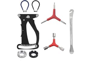JIAROUTK Bicycle Spoke Tension Meter Wrench Tool, Ultimate Bike Wheel Repair Tool Adjustment Indicator Tensiometer Adjustment Accurate Kits W/ Spoke Key , Tire Lever, Y-Type Hex Wrench, Y-Type Socket Wrench