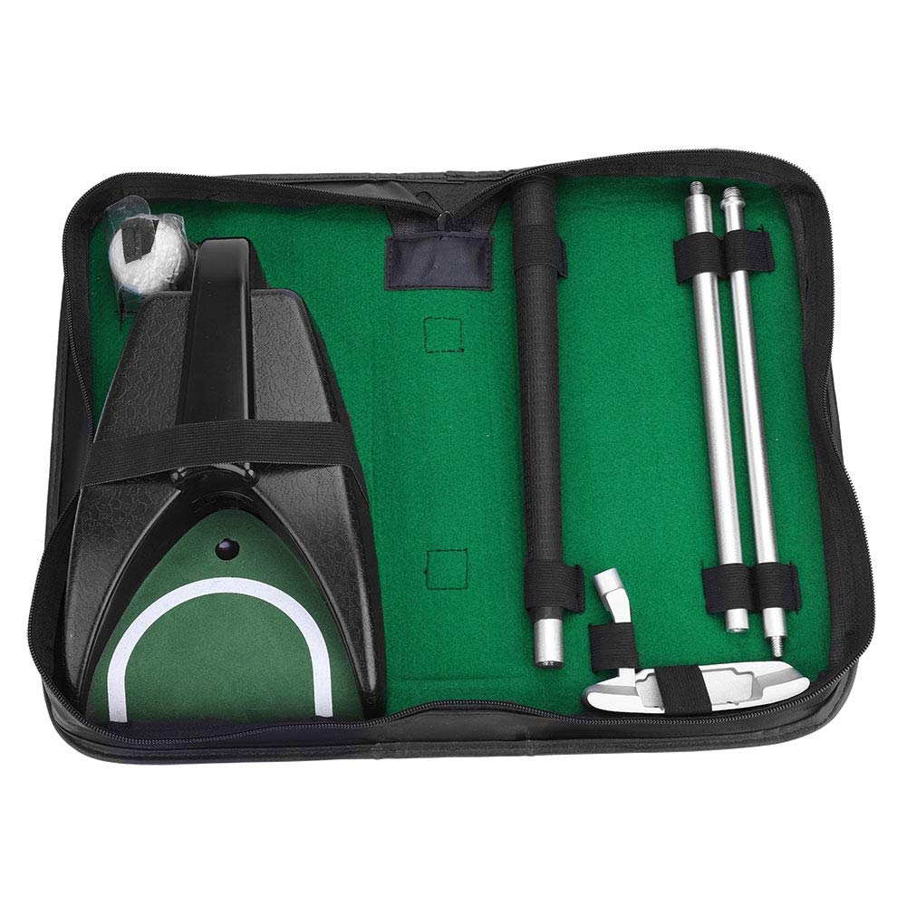 Portable Golf Practice Kit, Auto-Return Putter Set for Beginners Indoor Outdoor Right Handed Travel Training Tool with Storage Box