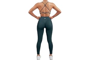 SUUKSESS Women Seamless Workout Sets Strappy Sports Bra High Waist Booty Leggings Outfits