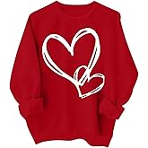 HTHLVMD Valentines Sweatshirts for Women 2026 Oversized Cute Love Heart Sweatshirt Valentines Day Long Sleeve Tops for Women