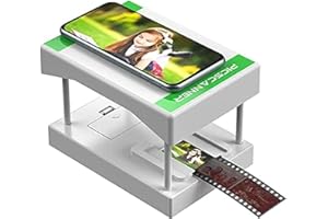 eyesen Mobile Film and Slide Scanner, Film to JPEG，Converts 35mm Slides & Negatives into Digital Photos with Your Smartphone Camera, LED Lighted Illuminated Viewing,Foldable, White