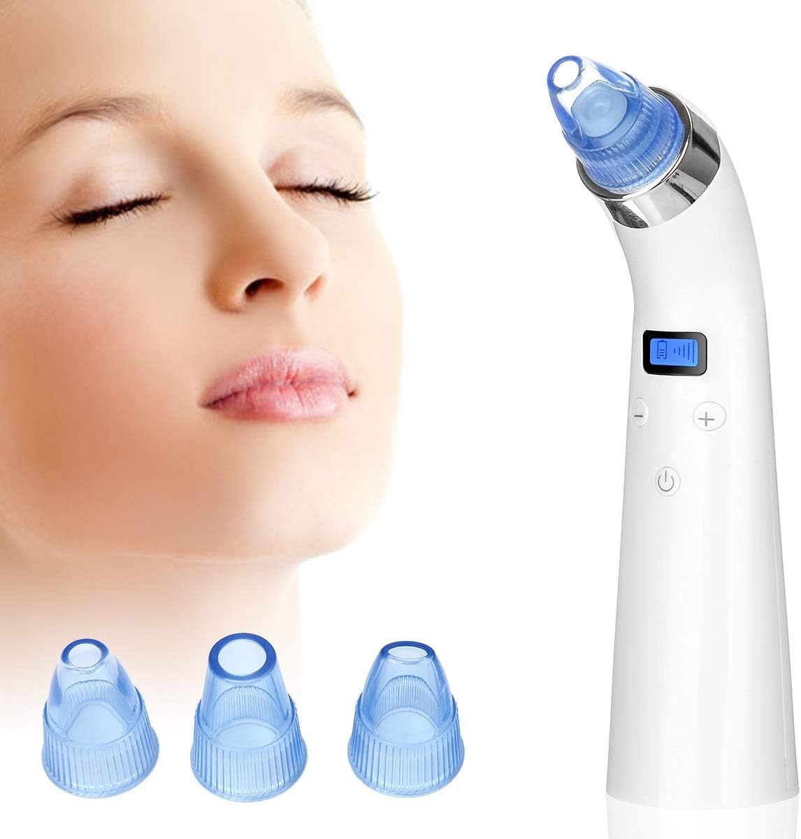 Blackhead Remover Comedo Vacuum Acne Suction Facial Pore Cleaner Tool Standable USB Rechargeable with 3 multi-function suction heads for women men