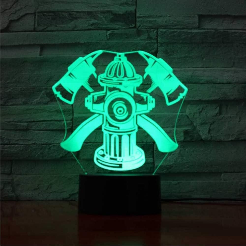 7 Colors Change Visual Led Kids Touch Button 3D Fire Tools Modelling Night Lights USB Desk Lamp Firefighter Bedroom Sleep Decor